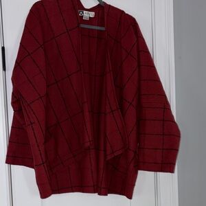 Akris Women's Red Checkered Cardigan